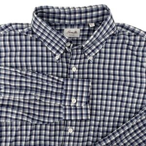 Hamilton 1883 Gingham Premium Casual Button Down Shirt Mens L Blue White USA L/S